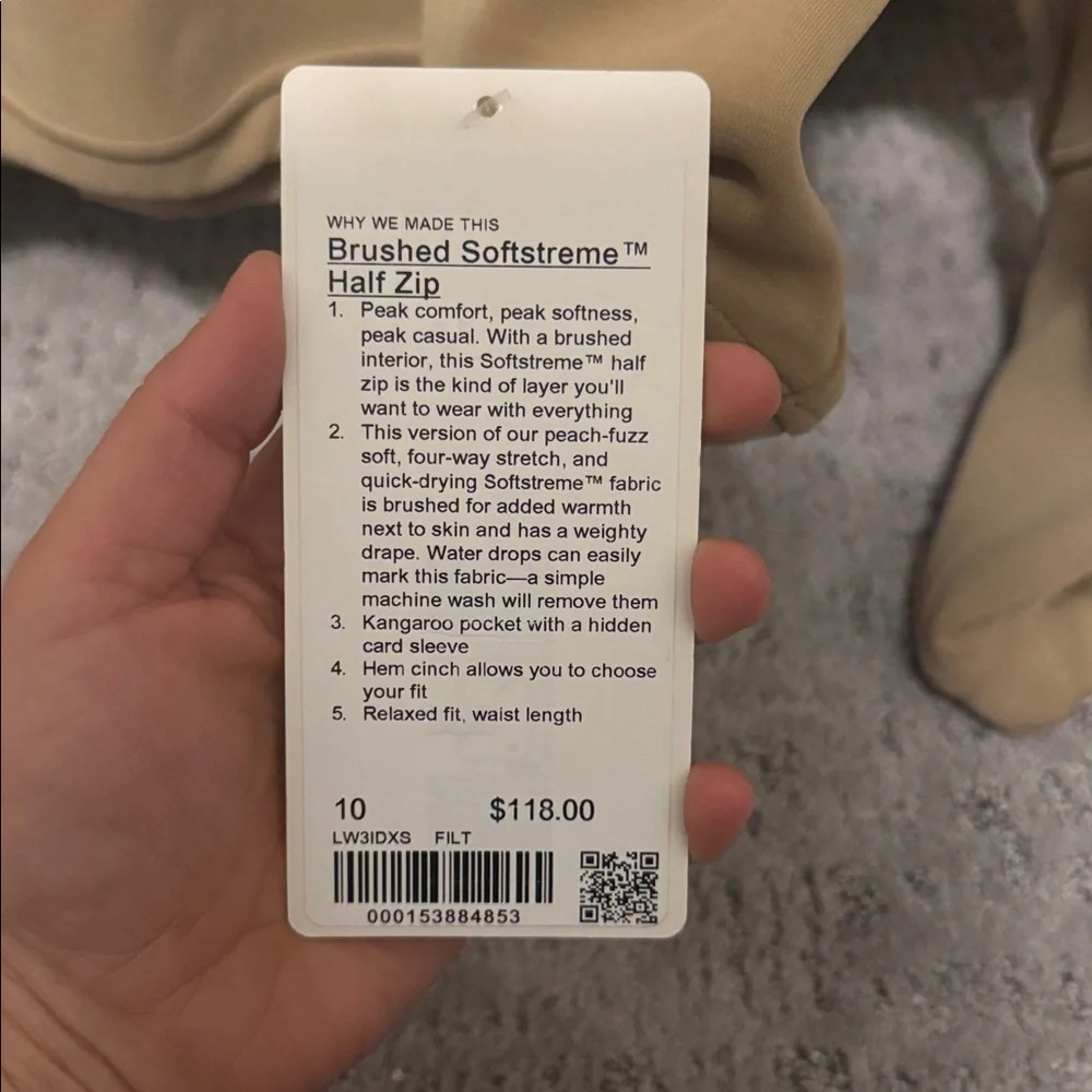 Lululemon Softstreme Perfectly Oversized Cropped Half Zip Tan Size 10 - Picture 3 of 4